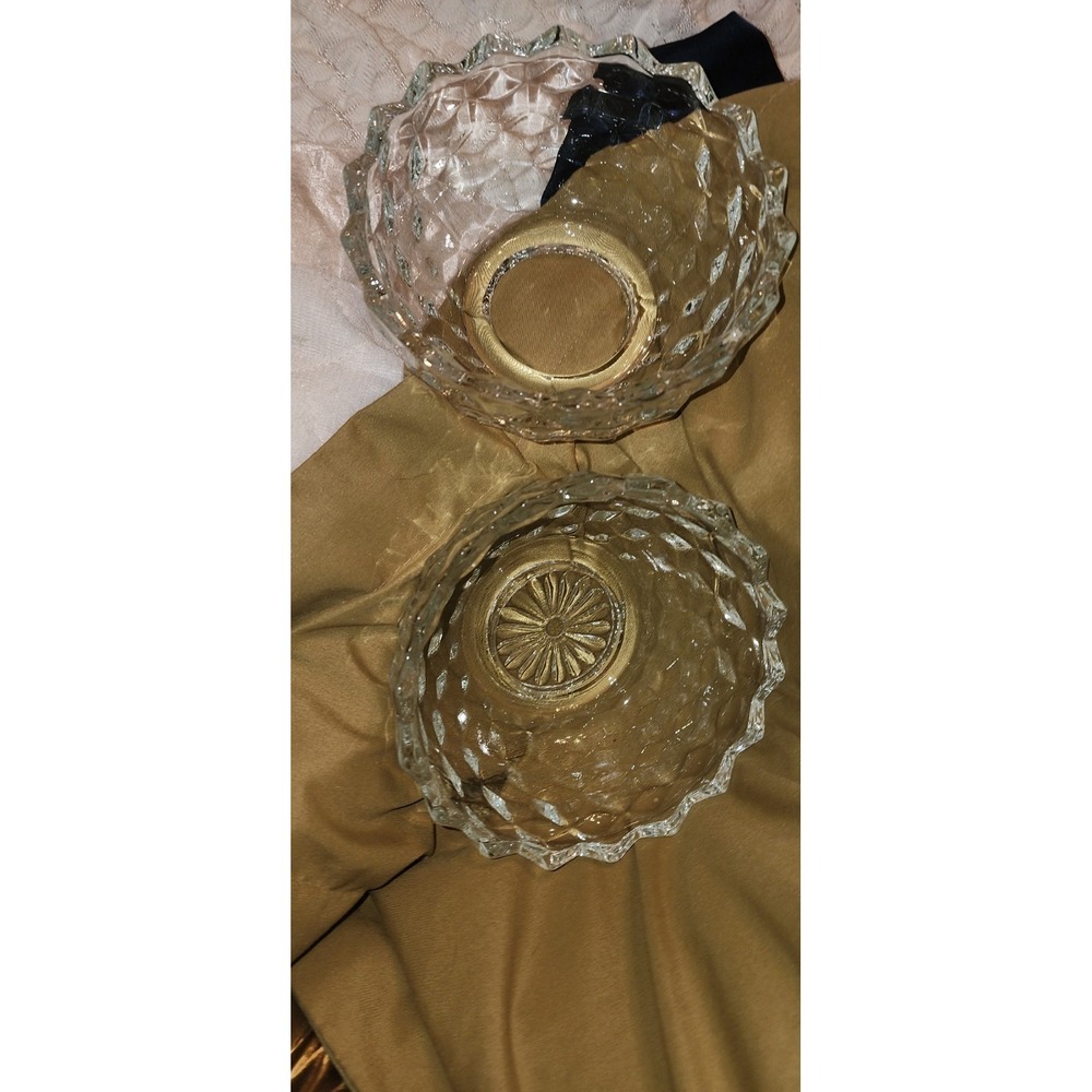 Vintage Fostoria American Fairy Lamp Clear Glass Cube Pattern Candle Holder 2pc - Picture 7 of 8